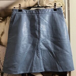 Zara Light Blue A-Line Leather Skirt size med